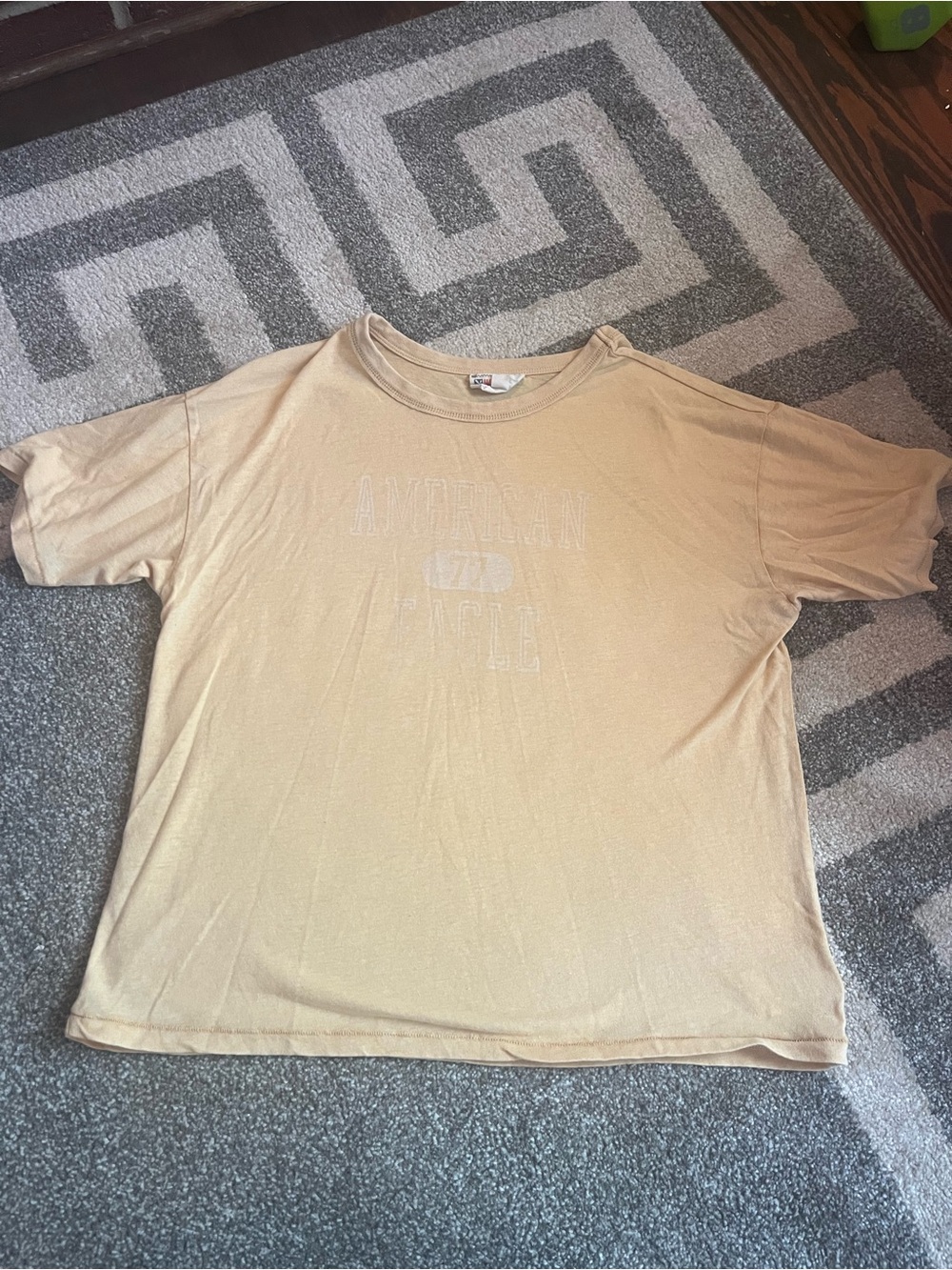 American Eagle Outfitters Light Beige Short Sleeve Logo Tee